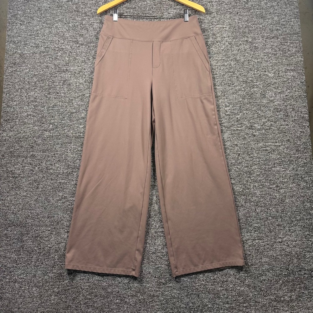 G4Free Womens Wide Leg Yoga Dress Pants Mauve Brown High Waist Large KH2023